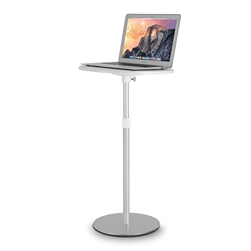 viozonスモールフロアスタンディングデスク サイドテーブル ベッドサイド ソファ 寝室テーブル 高さ調整可能 簡単組立 小型家具(銀と白)-9TS