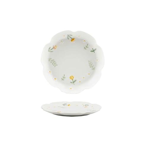 Pequeñas margaritas de cerámica con relieve de color para el hogar nórdico, exquisito y práctico, plato de 8.5 pulgadas