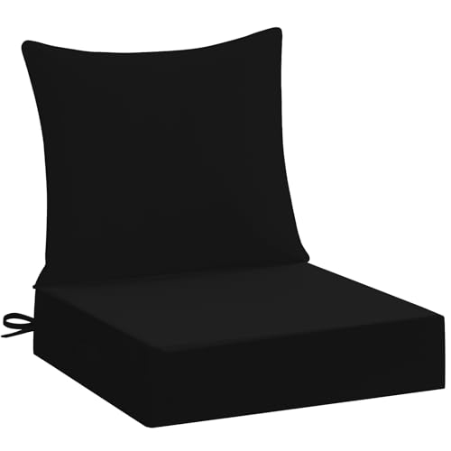 downluxe 24x24 Outdoor Chair Cushions Waterproof Fade Resistant Patio Furniture Cushions with Handle & Removable Cover Deep Seat Outdoor Cushions for Sofa Couch and Patio Chairs Black