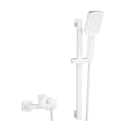 Robinet de baignoire de salle de bain-blanc anti-calcaire mitigeur de bain mural complet