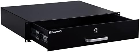RackPath 2U Rack Mount Drawer for 19 Inch AV/Network/DJ Equipment Racks or Cabinets with Lock and Key