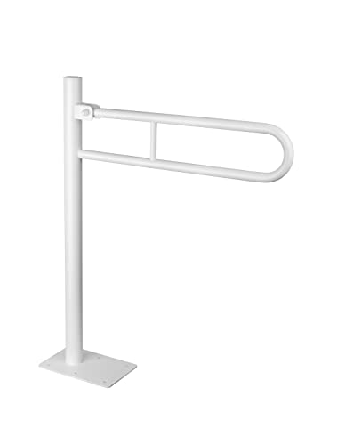 Standklappgriff Bodenmontage 60 / 80 cm Stützgriff Bodenstützgriff Weiss schwarz (80 cm, Weiss) Cover