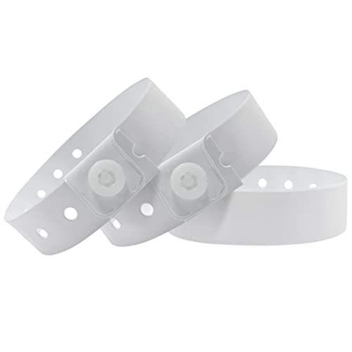 White Plastic Wristbands-500 Pack Colored Identification Wristbands for Events, Waterproof Lightweight Security Vinyl Wristbands for Party Concert Club Festival Entrance Admission