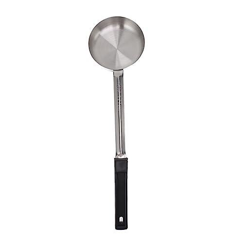 Cucchiaio per salsa, cucchiaio da, strumento multiuso per misurare la diffusione della pizza in acciaio inossidabile con impugnatura per mescolare, porzionare e servire zuppe (Nero 6 once (paletta