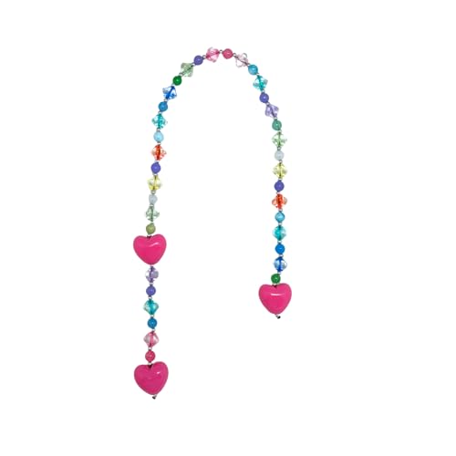 Romukuku Classic Heart Bag Charm, Vintage Colorful Natural Stone Keychain,