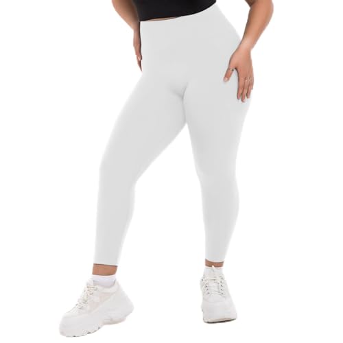 Image of SINOPHANT Plus Size Leggings for Women, High Waisted Tummy Control Buttery Super Soft Black Yoga Pants for Workout Running