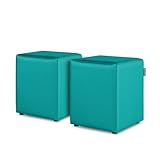 HAPPERS Puff Cubo Salón o Interior Pack 2 Turquesa