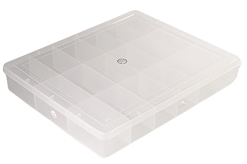 Image of NMII Multipurpose Plastic Storage Box with Partitions | Transparent Organizer with Secure Lid | Ideal for Stationery, Craft Supplies, Tools, and Jewellery, Accessories | Lightweight-(18 Partitions)