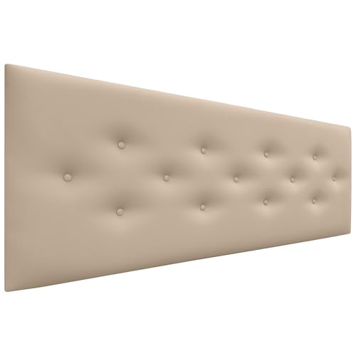 DHOME Testiera in Similpelle o Tessuto ACUALINE con 3 File Intervallate di Bottoni Testata Imbottita Letto di Lusso (Similpelle Beige, 160cm)