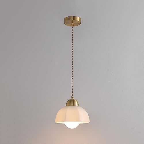 CSXSXAUO Lámpara de Techo de Cristal Blanco Moderna de Alta Gama, 20 cm de diámetro x 9 cm de Altura, para Interiores, semiempotrada, incandescente, luz cálida