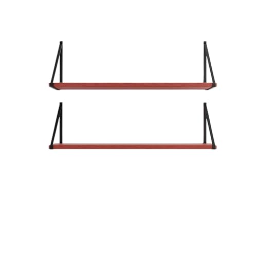Image of Amazon Brand - Solimo Bookshelf for Wall with Metal Brackets | Home Decorative Wall Shelf | Wall Hanging Shelf for Books, Living Room, Bedroom, Study Room | Coachwood Yellow | Pack of 2 | 60 x 20 CM
