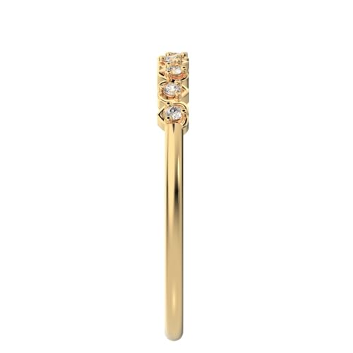 Clara Pucci 0.09 Ct Round Cut Moissanite Dainty Minimalist Stackable Half Eternity Heart Light 14K Solid White Gold Everyday Wedding Band3