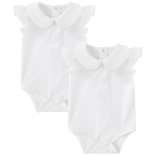 Image of pureborn Baby Romper Bodysuits 2-Pack Unisex Soft Cotton One-Piece Outfit for Infant Boys Girls 0-24 Months