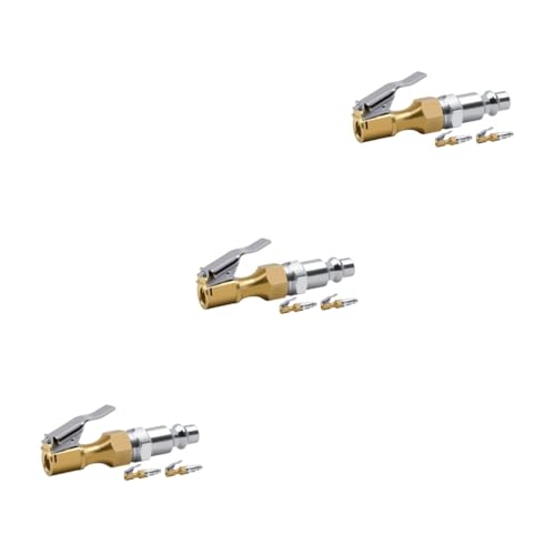 GRIRIW 3sets Rapid Inflation Air Chuck Locking Chuck Nozzle for Bike Tire Inflator 3pcs*3