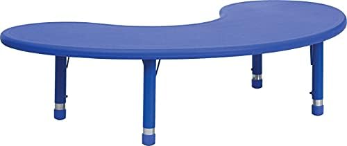 Flash Furniture Blue Preschool Activity Table, 35" W x 65" D x 14.5"-23.75" H
