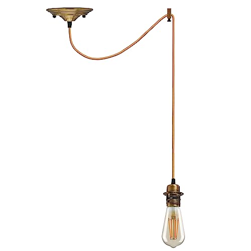Lámpara industrial para dormitorio y cocina, colgante vintage de latón amarillo E27
