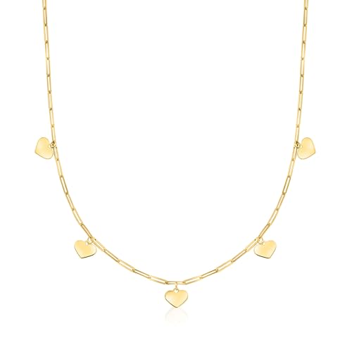 Pure Collection by Ross-Simons Italian 14kt Yellow Gold Heart Charm Paper Clip Link Necklace
