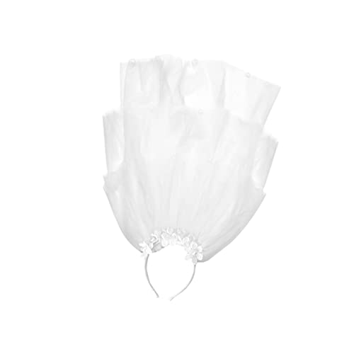 Kids Wedding Veil & Flower Headband – Embroidered Bridal Veil for Girls, First Communion, Flower Girl – White Diamond Floral Lace Veil with Headpiece (Specify Size/Color)