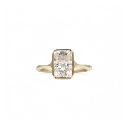 Radiant Cut Moissanite Engagement Ring 9k solid yellow gold Diamond Ring Bezel Set Solitaire Moissanite Wedding Ring Handmade Jewelry Bridal Promise Gift For Her