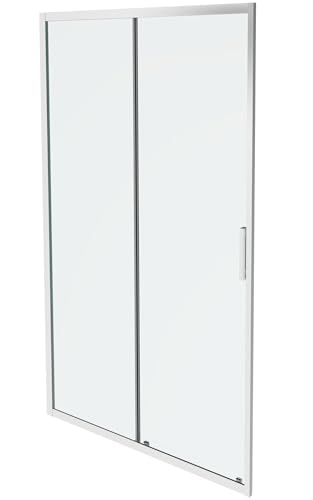 Jacob Delafon - Porte de Douche Coulissante L'ingénieuse 120cm - Montage facile cliquer et bloquer - Verre Anticalcaire - 1200x1950x8 mm - Chrome - E23C120-GA