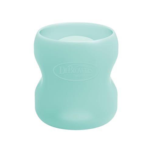 Image of Dr. Brown's Natural Flow Options+ Glass Baby Bottle Sleeves,100% Silicone,5 oz,Wide-Neck,Mint