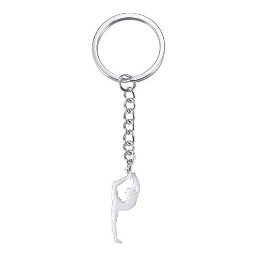 Amaxer Llavero de gimnasia, regalo de gimnasia, corazón de gimnasia, joyería inspiradora, regalo de equipo de gimnasia, llavero de cadena, Estilo de gimnasia 4, 24.5mm