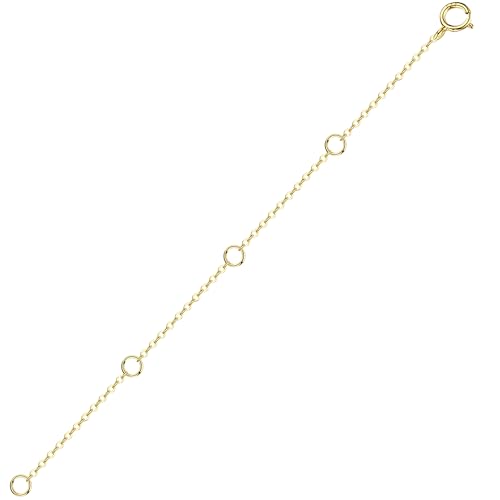 Image of 14K Solid Gold Necklace Extender Real Bracelet Extender 2 3 4 Inch Durable Adjustable Chain Gold Anklets Extension for Women 2 inch 3 inch 4 inch (14K Yellow Gold-4 IN)
