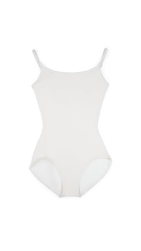 Capezio Womens Adjustable Straps Camisole Leotard Comfortable Scoop Neck Design for Gymnastics Moderate V-Back Flexible Fit White Large
