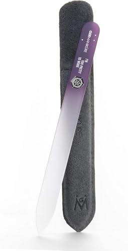 GERMANIKURE Glass Nail File in Suede Sleeve - Im Too Pretty to Work - Professional Crystal Nail File for Natural Nails - Ideal Manicure & Pedicure Tool for Smooth Easy Shaping - Nail Care Gift