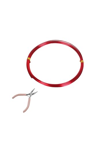 針金 0.8mm~3mmアルミワイヤー フラット ワイヤー アルミ線 シルバーの曲げ可能な金属クラフトワイヤー アーティスティックワイヤー ビーズ手芸 副資材 ジュエリー作り ビーズクラフト クラフトワイヤー アルミ線 DIY手作り素材 (レッド,1mm*