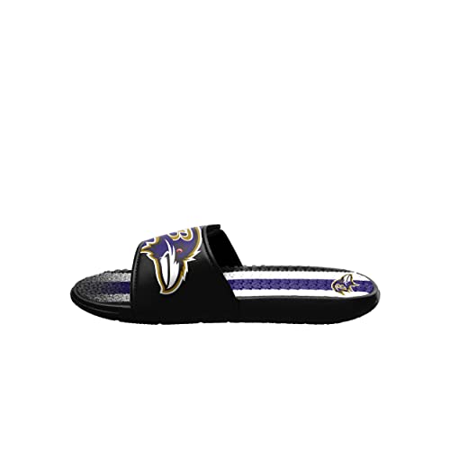 Image of FOCO mens NFL Team Stripe Logo Athletic Sport Shower Flip Flop Sandals Gel Slides