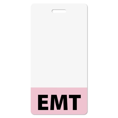 EMT Badge Buddy Emergency Medical TechnicianVertical Baby Pink Heavy Duty 1 Pc - Spill & Tear Proof - Double Sided Made in USA