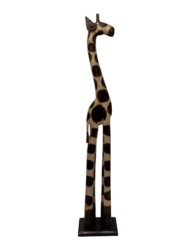 Figura de jirafa africana de madera tallada a mano 40"
