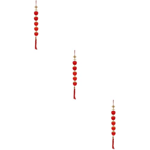 ABOOFAN 3 Piezas Strudel De Manzana Disfraces Doble Sintonizador De Dibujos Animados Suministro De Año Nuevo Colgante De Año Nuevo Auto Mantel Cuadrado Minidecoración Puerta Frío Rojo Paño