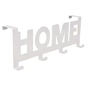 HOKIPO Metal Over The Door Hook Hanger for Clothes, Towel, Coat Hanging Hooks Rail (White)