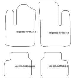 MTM Tappetini Auto Su Misura Per Fiat Doblo I (2001-2010) - Set 4 Pezzi In Moquette, Battitacco, Antiscivolo, Made In Italy - 3