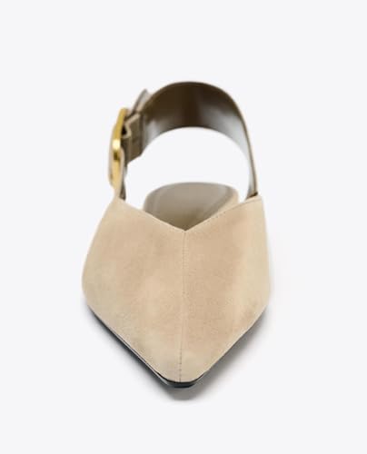 Image of Slingback Flat Shoes for Women Pointed Closed Toe Flat Mule Sandals Casual Comfortable Office Dressy Shoes