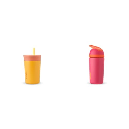 Image of Owala Kids Insulation Stainless Steel Tumbler with Spill Resistant Flexible Straw & Kids Flip Insulation Stainless Steel Water Bottle with Straw, Locking Lid Water Bottle