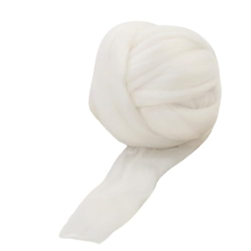 Lana merina de 2.2 libras para hilar, hilo grueso y suave para tejer cobija de brazo, núcleo de fieltro, relleno cardado, color blanco