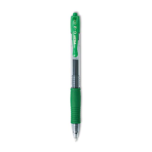 PILOT G2 Premium Refillable & Retractable Rolling Ball Gel Pens, Fine Point, Green Ink, 12 Count (31025)