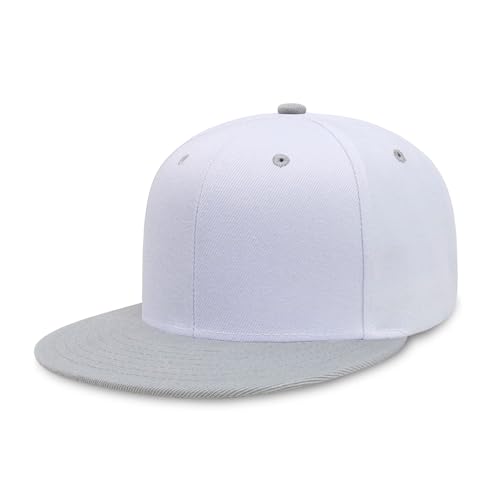 Image of CHOK.LIDS Flat Bill Visor Classic Snapback Hat Blank Adjustable Brim High Top End Trendy Color Style Plain Tone Baseball Cap