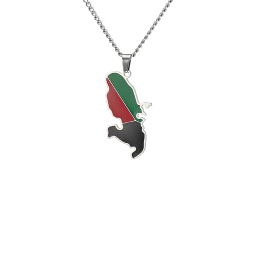 Collier Martinique pendentif carte acier inoxydable homme femme