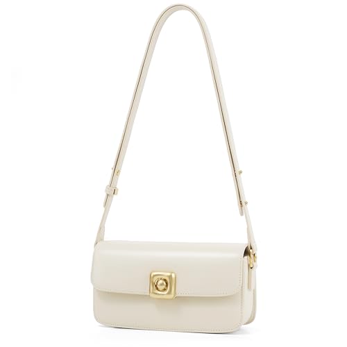 LAFESTIN Leather Shoulder Bag for Women, Small Crossbody Purses with Adjustable Strap Designer Inspire Cute Handbags for everyday - Ivory