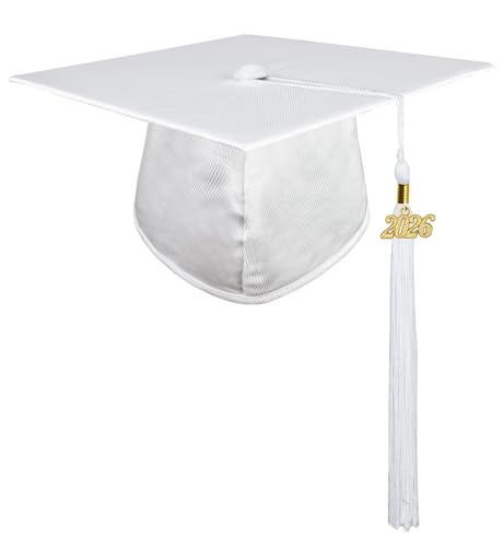 GraduatePro Kindergarten Graduation Cap Class of 2026 with Tassel Preschool Kids for Boys Girls with Adjustable Elastic White