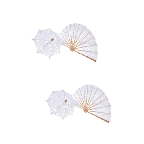 Cabilock Heimdekorationen Vintage Wohnkultur 2st Faltfächer Weiß Bambus Handbuch Faltbares Fächerdekor Spitzenschirm