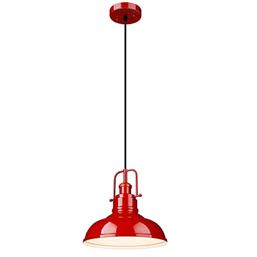 Image of zeyu Modern Dome Pendant Light, 1-Light Kitchen Ceiling Pendant Lighting Fixture, Red Finish, 016-1 RED