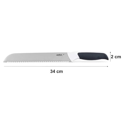 Zyliss Comfort Bread Knife, 20.5cm/8in, Japanese Stainless Steel, Serrated Edge, Non-Slip Handle, Includes Cover for Safety, Black/White, Professional Kitchen Knife, Dishwasher Safe - Image 5