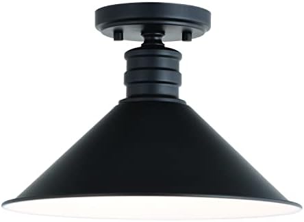 VAXCEL Akron 12-in W Bronze Metal Industrial MCM Cone Semi Flush Mount Ceiling Light