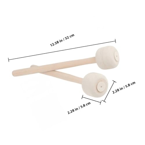 Kisangel 2 piezas Baquetas de Madera con Punta de Fieltro para Práctica de Percusión, sin Grip para Bateristas y Bandas de Marcha, mazas para Bombo y Caja miniatura 2