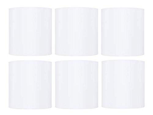 Upgradelights Set of 6 Barrel Drum Clip On Chandelier Lamp Shade (White Linen, 7 inch)